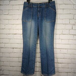 WOMENS VINTAGE CAROLINA BLUES 14 PATCH POCKET WIDE LEG JEANS, SIZE 10
